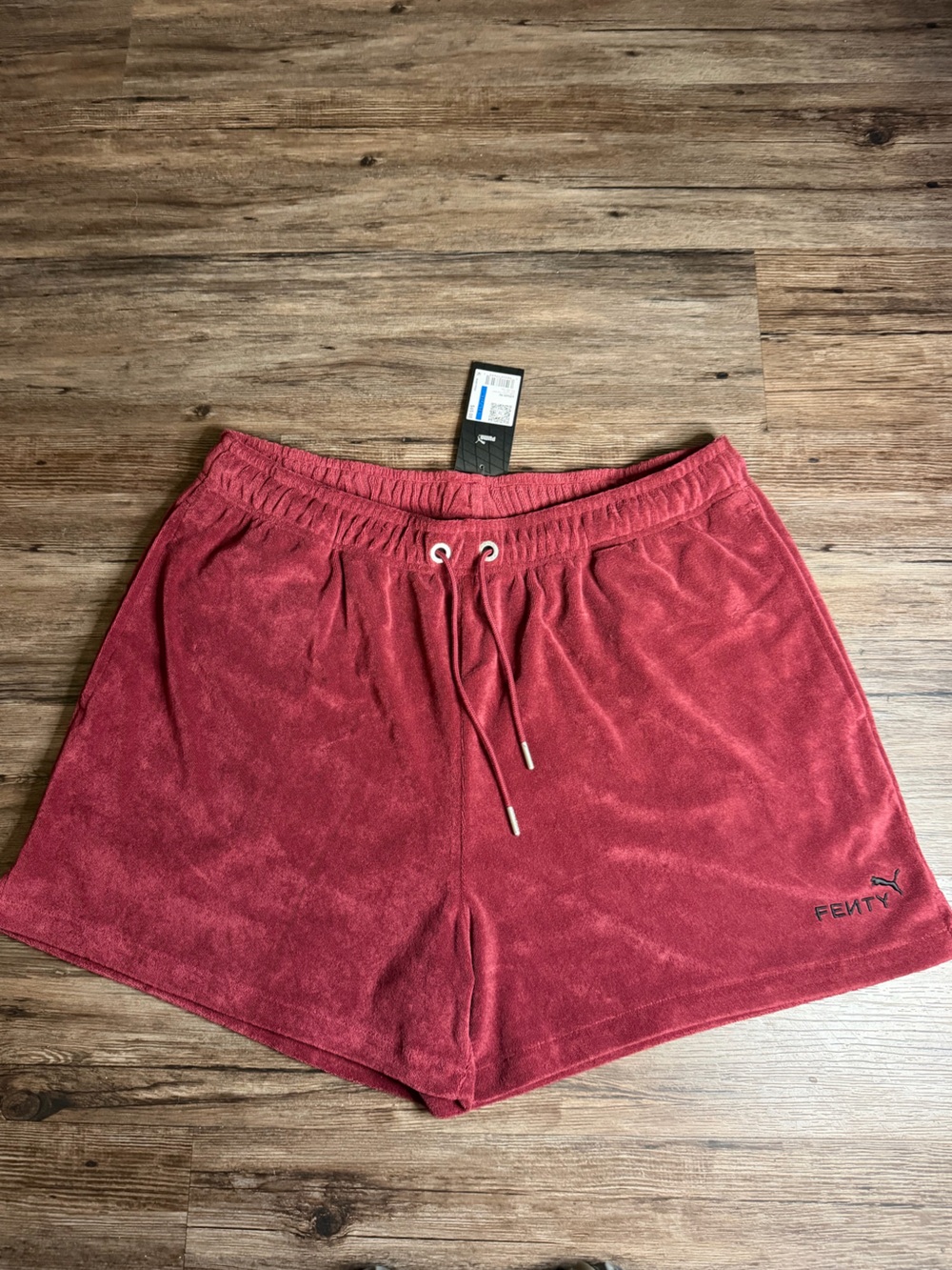PUMA X FENTY Towel Terry Track Shorts Tam Regal Red $65 NWT Size XL